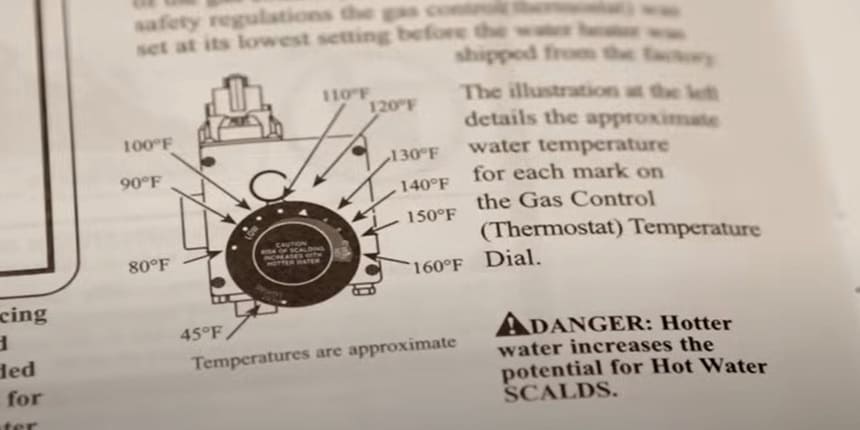 Hot water heater settings top and bottom