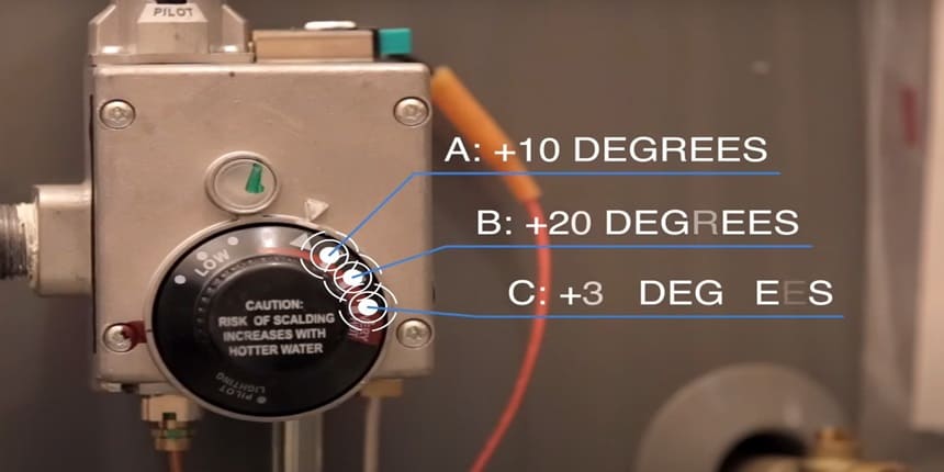 water heater a b c settings