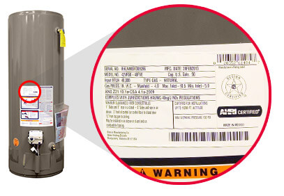 What is Wcn Number on Water Heater